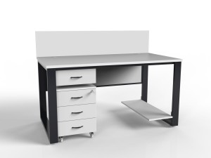 Industrialne biurko w zestawie z szafką na kołach