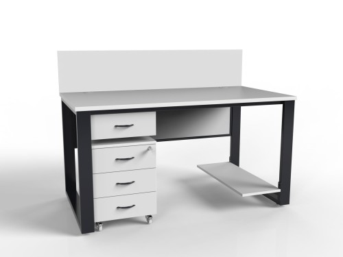 Industrialne biurko w zestawie z szafką na kołach