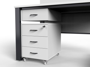 Industrialne biurko - szafka kołowa i szuflada pod blatem