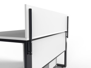 Industrialne biurko w zestawie z szafką na kołach - tylna blenda i ścianka