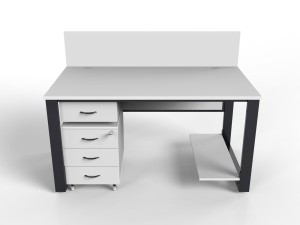 Industrialne biurko w zestawie z szafką na kołach