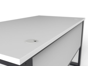 Biurko loftowe do biura - blat z przelotkami i tylna blenda