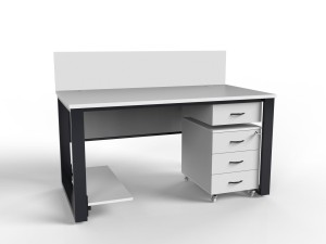 Nowoczesne biurko loftowe z szufladą i kontenerkiem na kołach