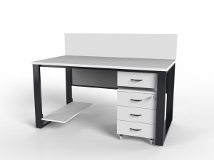 Nowoczesne biurko loftowe z szufladą i kontenerkiem na kołach