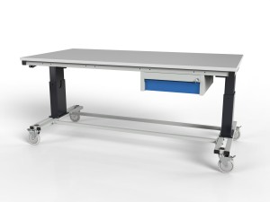 Mobile assembly table with electric height adjustment SMREMK6 with a drawer