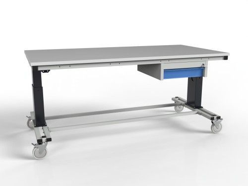 Mobile assembly table with electric height adjustment SMREMK6 with a drawer