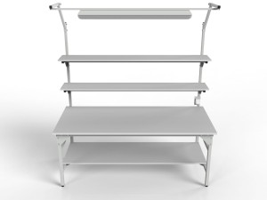 Stół do warsztatu i garażu SMWPC 2000/1500x900x800 mm z półkami i oświetleniem