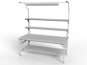 Stół do warsztatu i garażu SMWPC 2000/1500x900x800 mm z półkami i oświetleniem