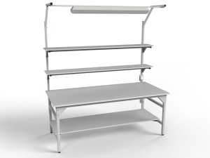 Stół do warsztatu i garażu SMWPC 2000/1500x900x800 mm z półkami i oświetleniem