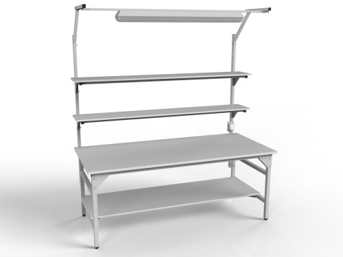 Stół do warsztatu i garażu SMWPC 2000/1500x900x800 mm z półkami i oświetleniem
