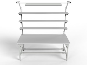 Stół warsztatowy SMWPC 2000/1500x900x800 mm z trzema półkami i oświetleniem