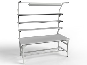 Stół warsztatowy SMWPC 2000/1500x900x800 mm z trzema półkami i oświetleniem