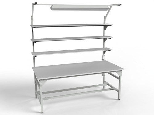 Stół warsztatowy SMWPC 2000/1500x900x800 mm z trzema półkami i oświetleniem