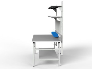 Stół warsztatowy SMWPD 2000x900x800 mm z trzema półkami pojemnikami i ścianką perforowaną - profil
