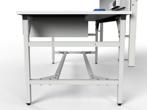 Stół warsztatowy SMWPK6 2000x900x800 mm z dwiema półkami i trzema szafkami - przestrzeń podblatowa