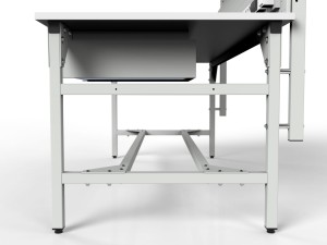 Stół warsztatowy SMWPK6C 2000/1500x900x800 mm z szafką szufladą pojemnikami i oświetleniem - przestrzeń podblatowa