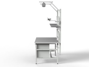 Stół do warsztatu SMWPCK1 2000/1500x900x800 mm z uchwytem na monitor szafką i oświetleniem - profil