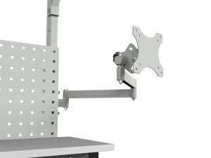 Stół do warsztatu SMWPCK1 2000/1500x900x800 mm z uchwytem na monitor szafką i oświetleniem - uchwyt monitora