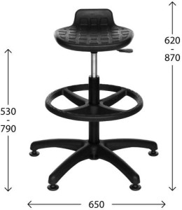 Krzesło przemysłowe Lab Stool ring base - wymiary