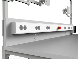 Electrically adjustable assembly table with cable channel with a load capacity of 300 kg