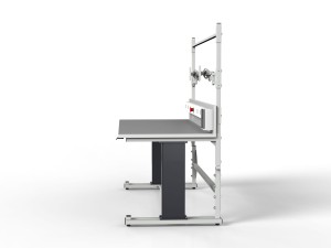 Electrically adjustable assembly table with cable channel with a load capacity of 300 kg
