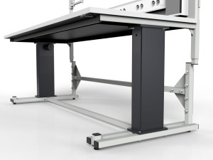 Electrically adjustable assembly table with cable channel with a load capacity of 300 kg