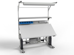 Electrically adjustable table with a tilting top (1)