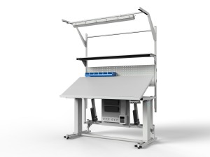 Electrically adjustable table with a tilting top (1)