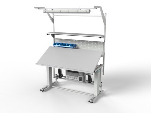 Electrically adjustable table with a tilting top (1)