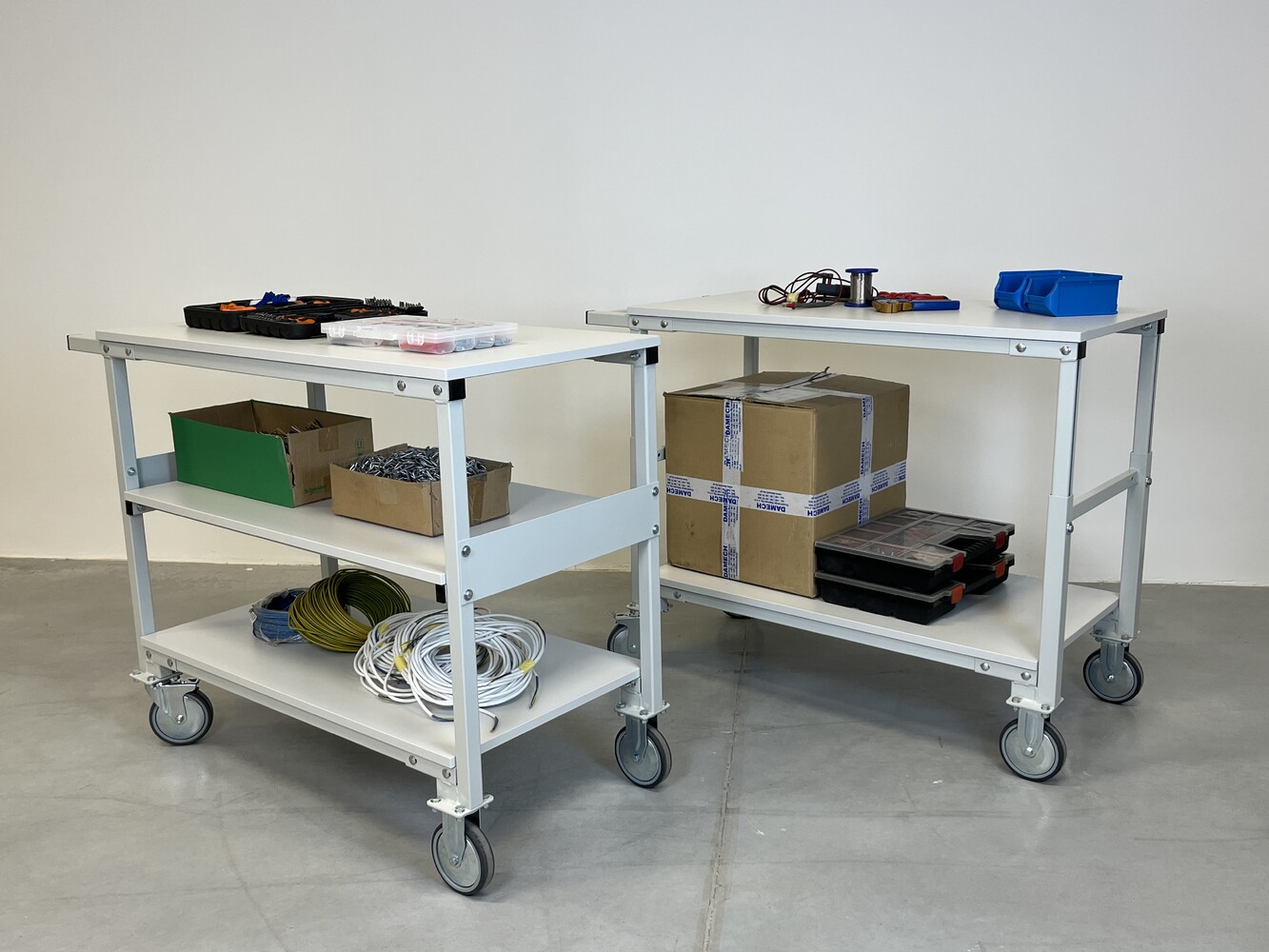 JABAMA shelf carts in two configurations - fixed and adjustable versions