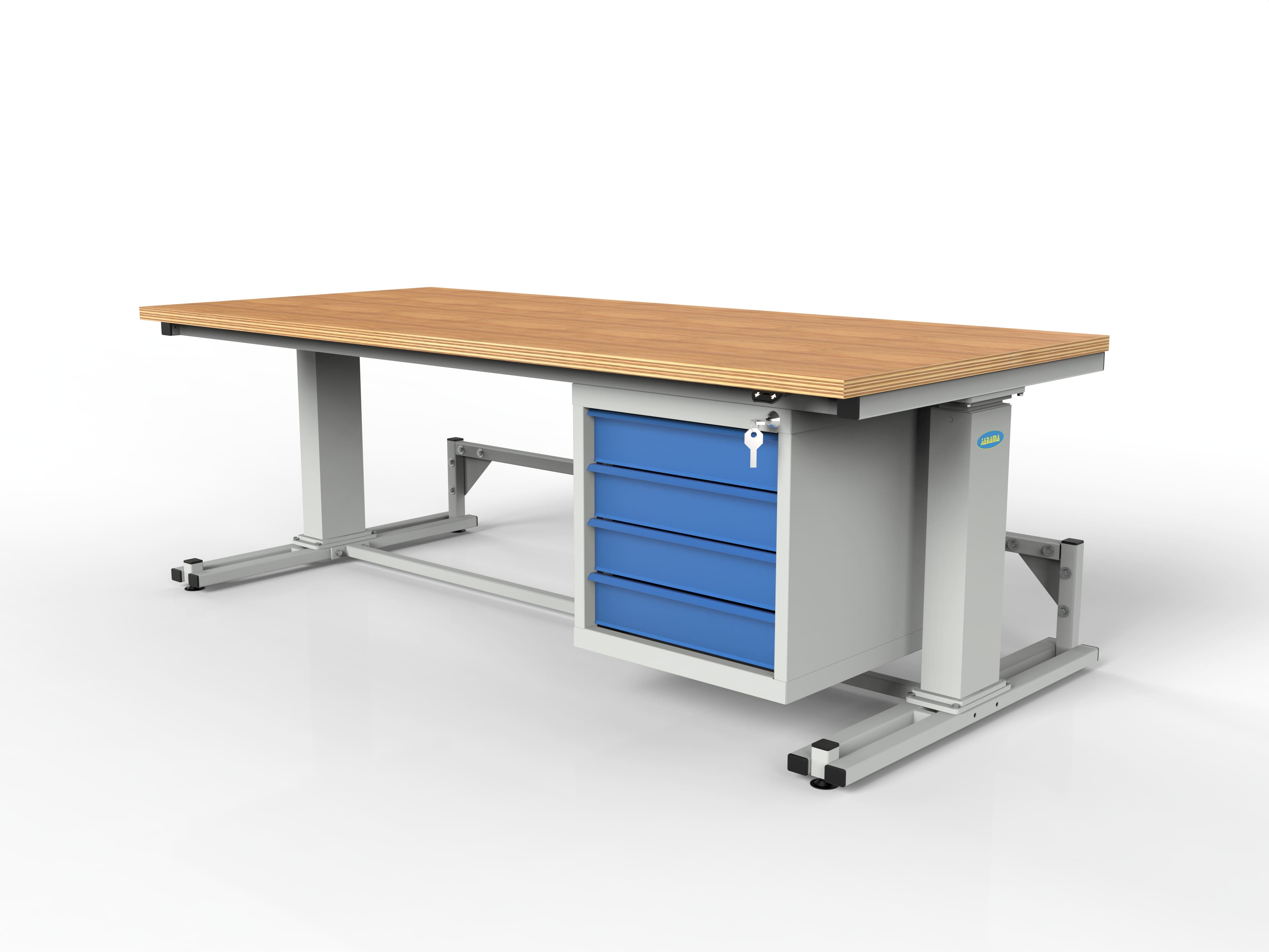 SMREK2-W workbench with electric height adjustment and under-bench cabinet