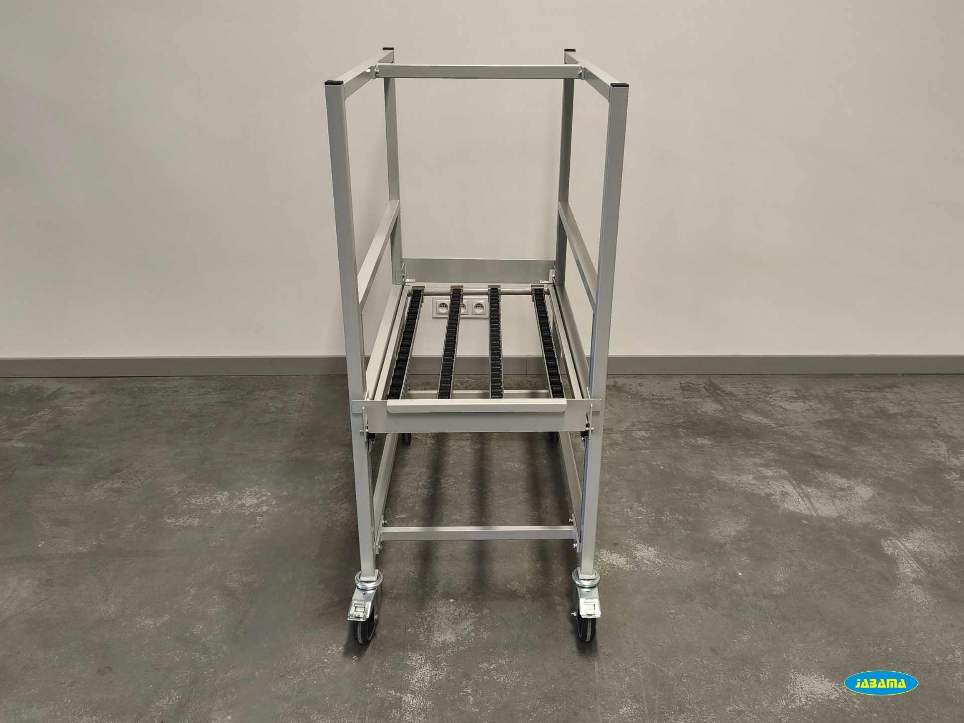 ESD cart with roller tracks