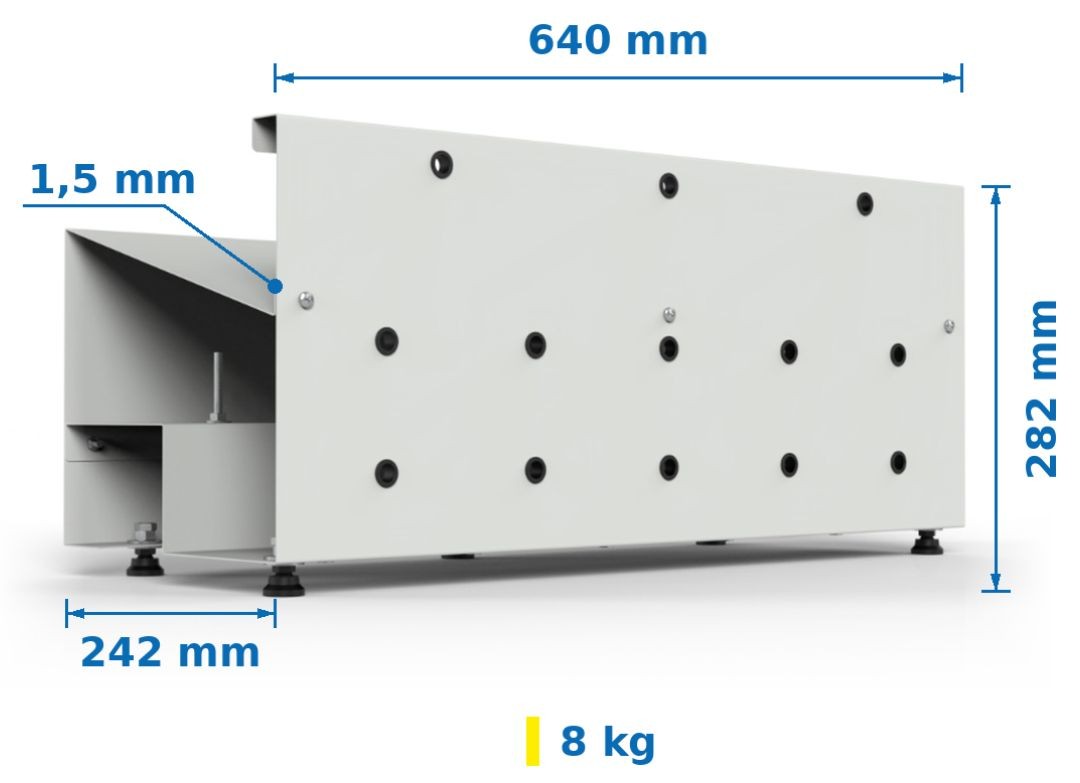 Technical dimensions of the JABAMA DPR-19014 cable dispenser – 640 × 242 × 282 mm