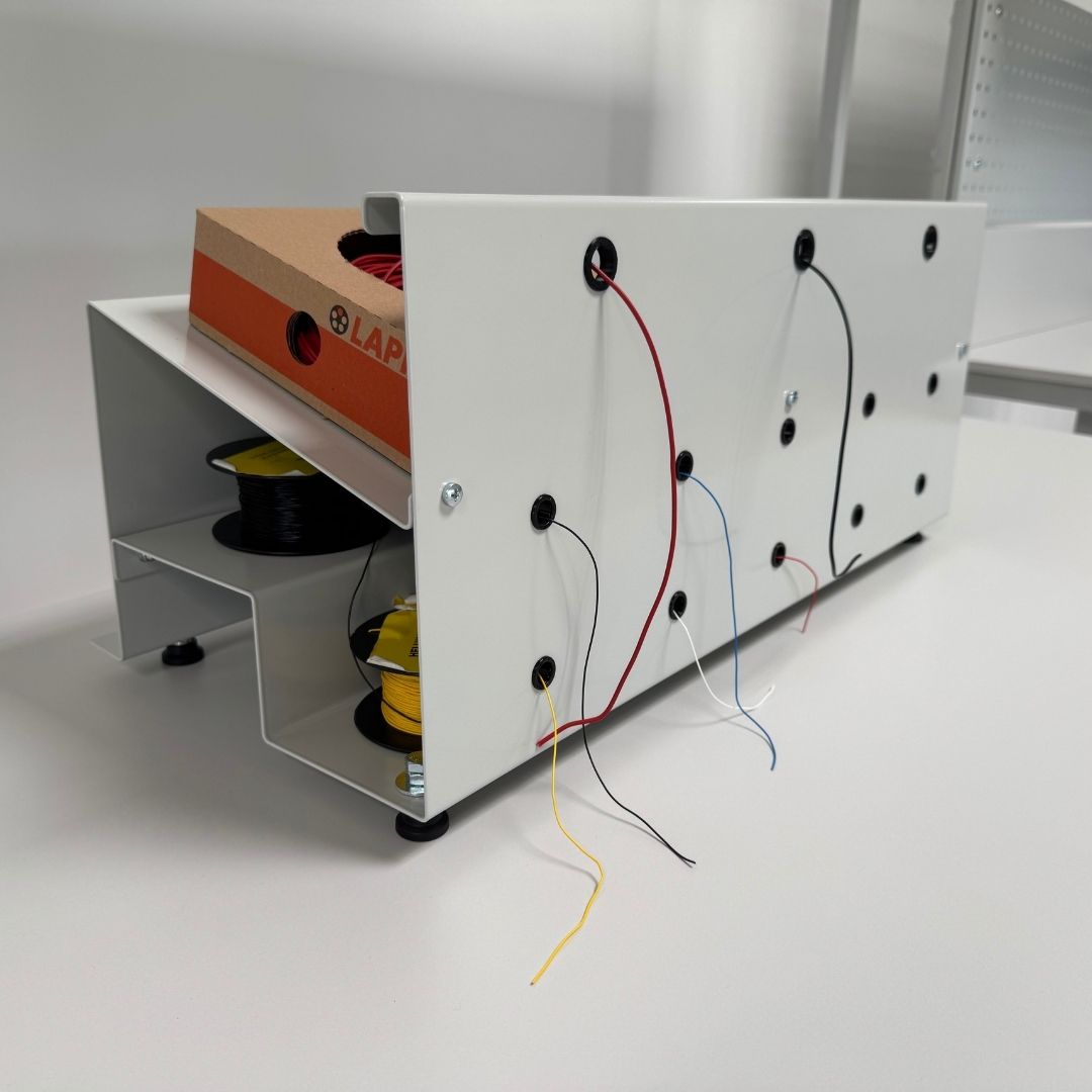 JABAMA DPR-19014 cable dispenser fitted with 10 wire spools – side view