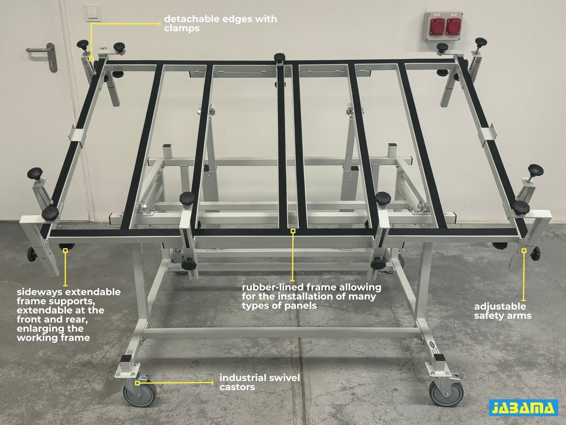 Rack for prefabrication of control cabinets with up to 55° inclination - example photo